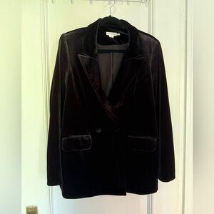 Good American Boss 2.0 Double-Breasted Velvet Blazer